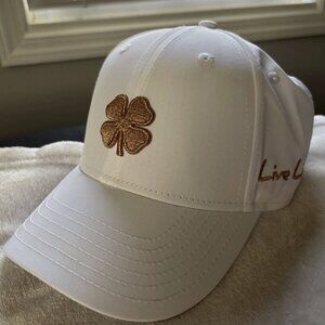 Black Clover/Live Lucky Adjustable Golf Hat Ladies Collection White Bronze Gold
